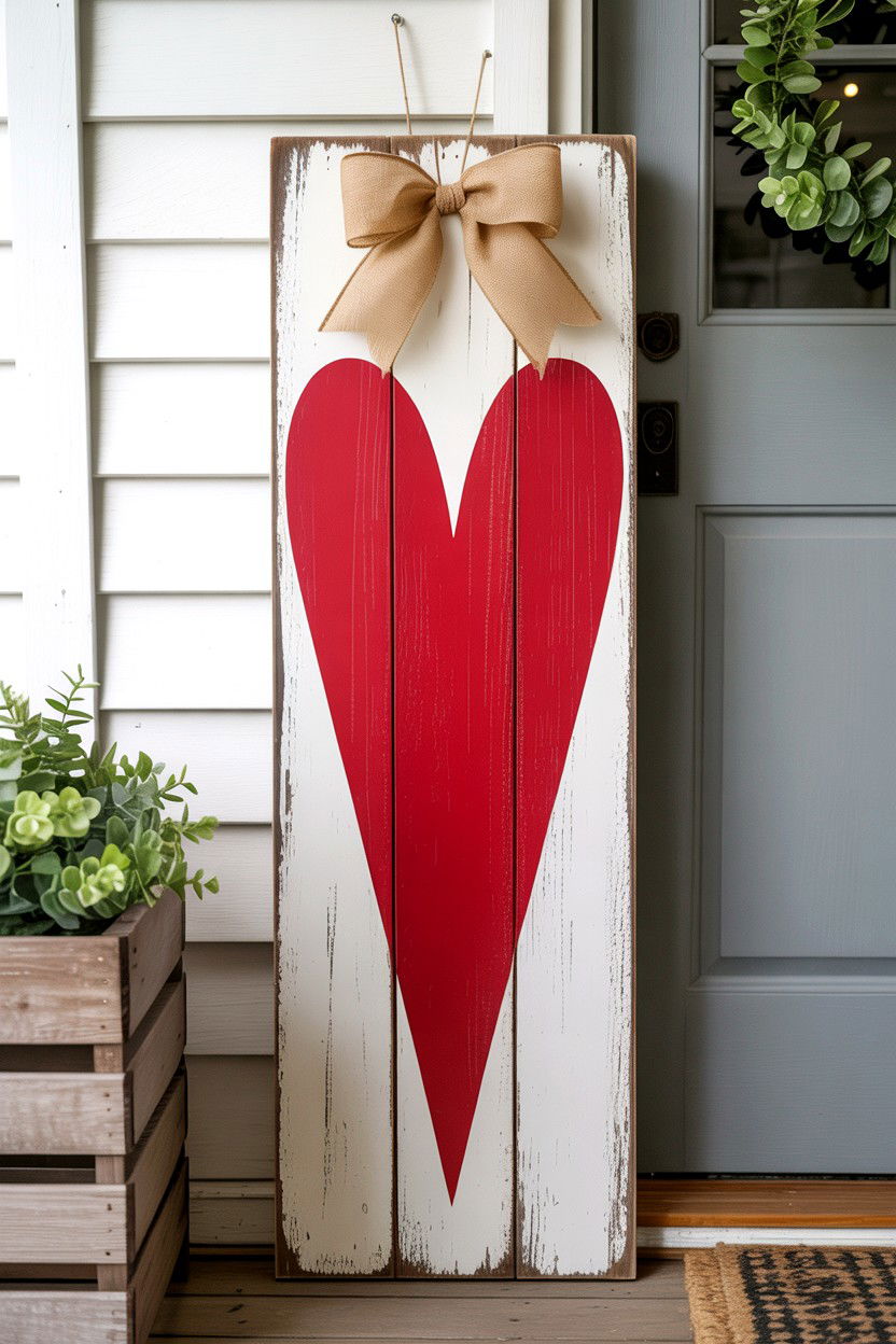 Farmhouse Porch Heart Sign - 25 Valentine's Day Heart Sign Ideas