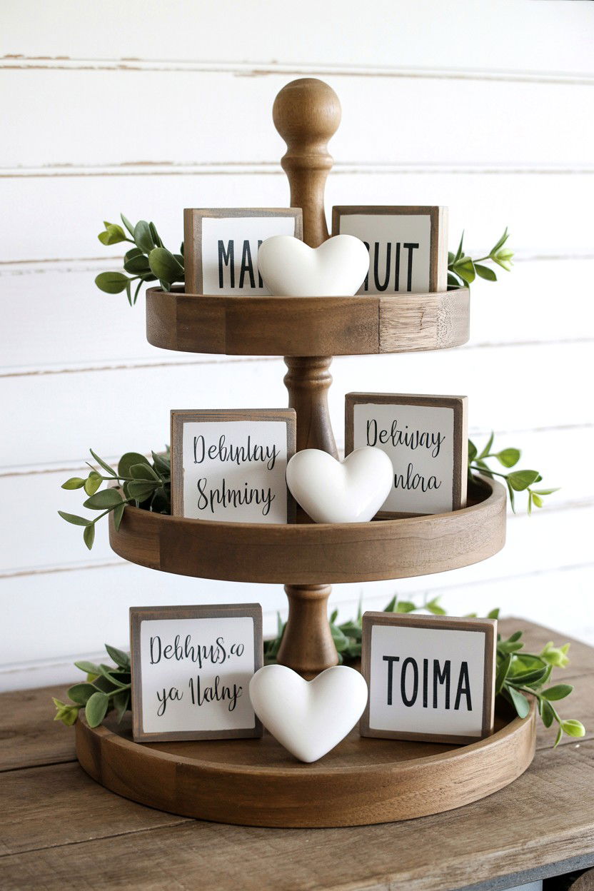 Farmhouse Tiered Tray - 25 Rustic Valentine's Day Decorations