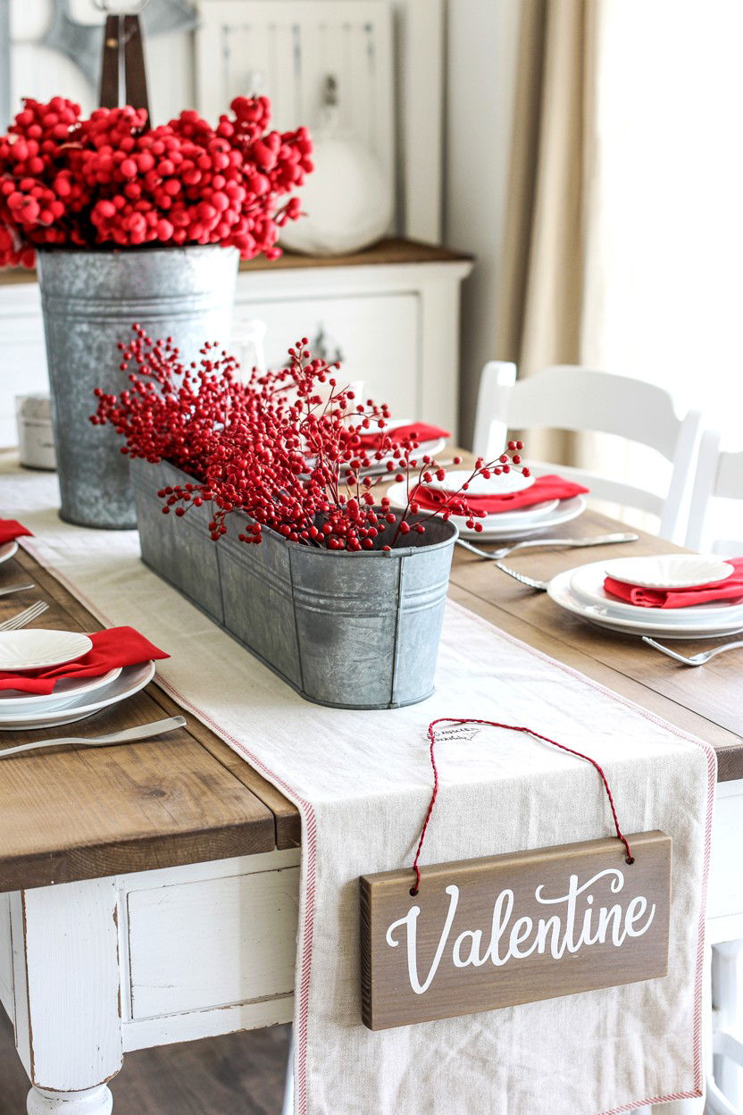 Farmhouse Valentine Table - 25 Valentine's Day Console Table Ideas