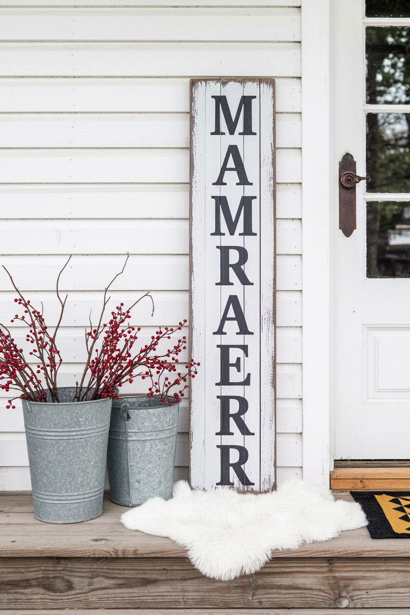 Farmhouse porch leaner sign - 25 Valentine's Day Welcome Sign Ideas