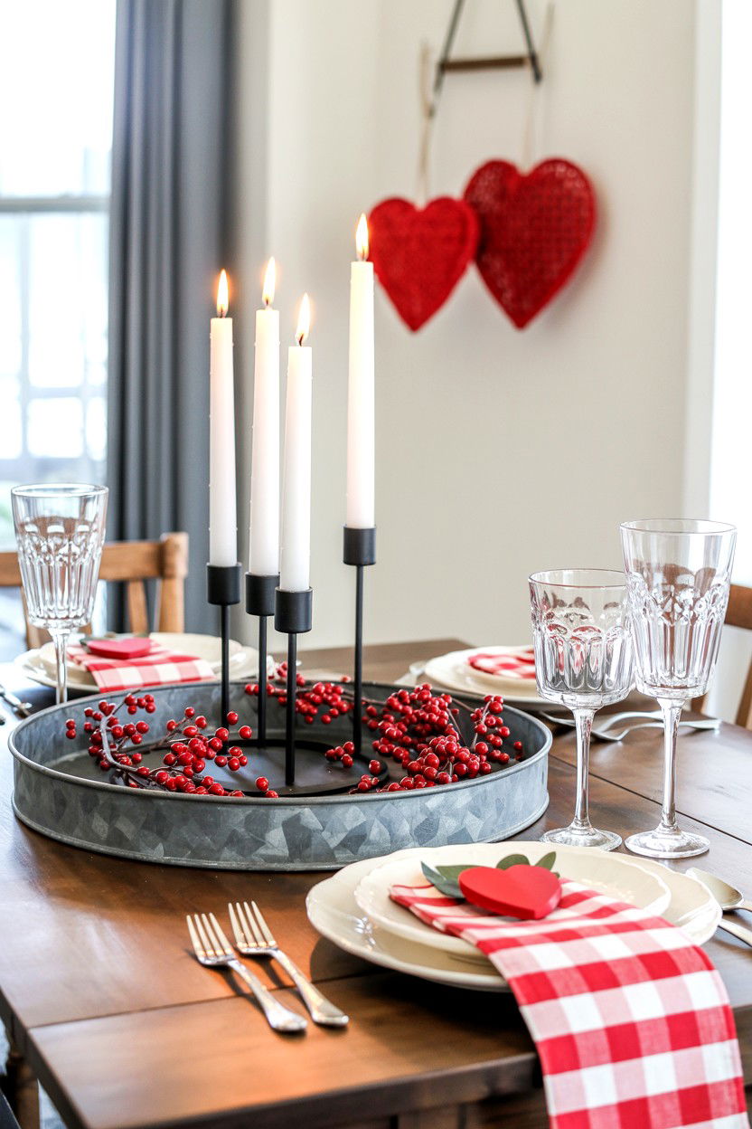 Farmhouse valentine table - 25 Valentine's Day Table Setting Ideas