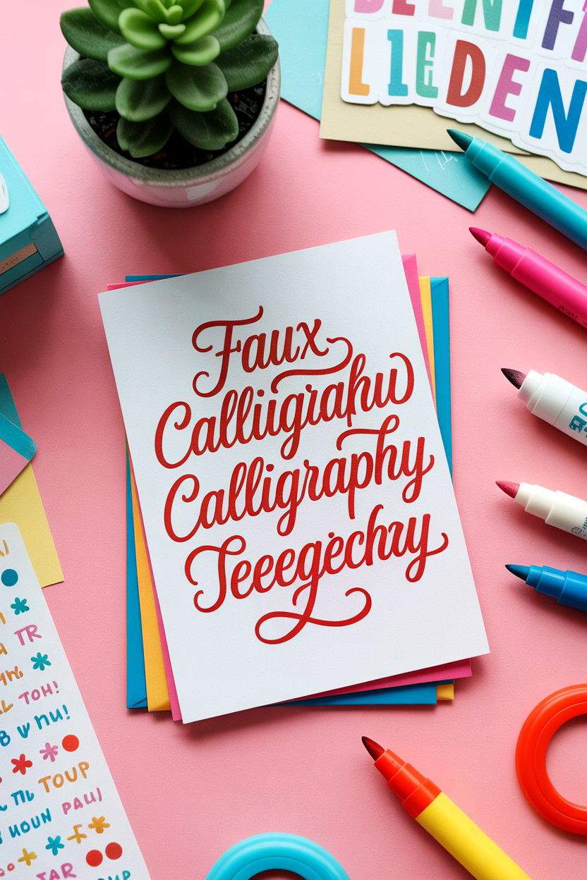 Faux Calligraphy Card - 25 Calligraphy Valentine's Day Card Ideas