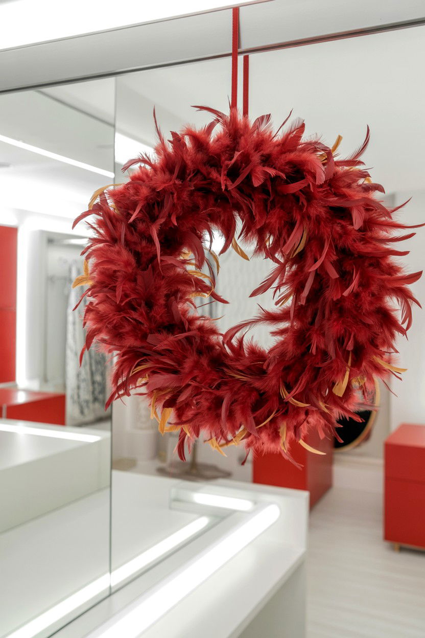 Feather Boa Wreath - 25 Dollar Store Valentine's Day Wreath Ideas