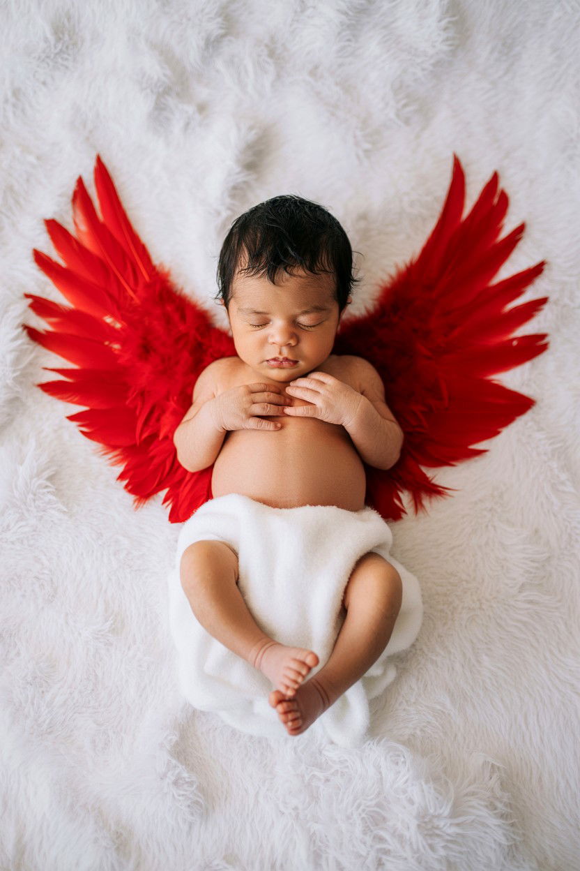 Feather Cupid Wings - 25 Valentine's Day Newborn Photo Ideas