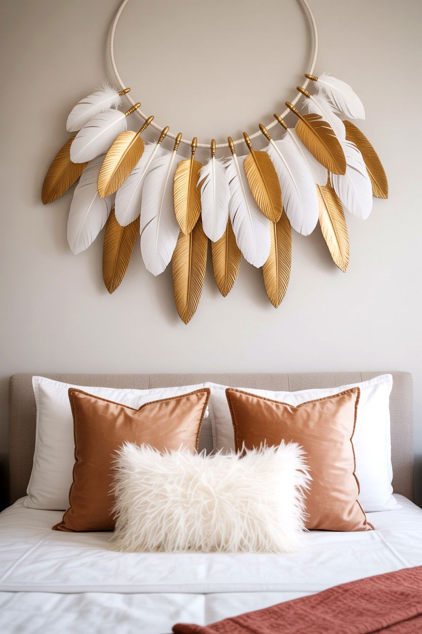 Feather Wall Decor - 25 Boho Valentine's Day Decor Ideas