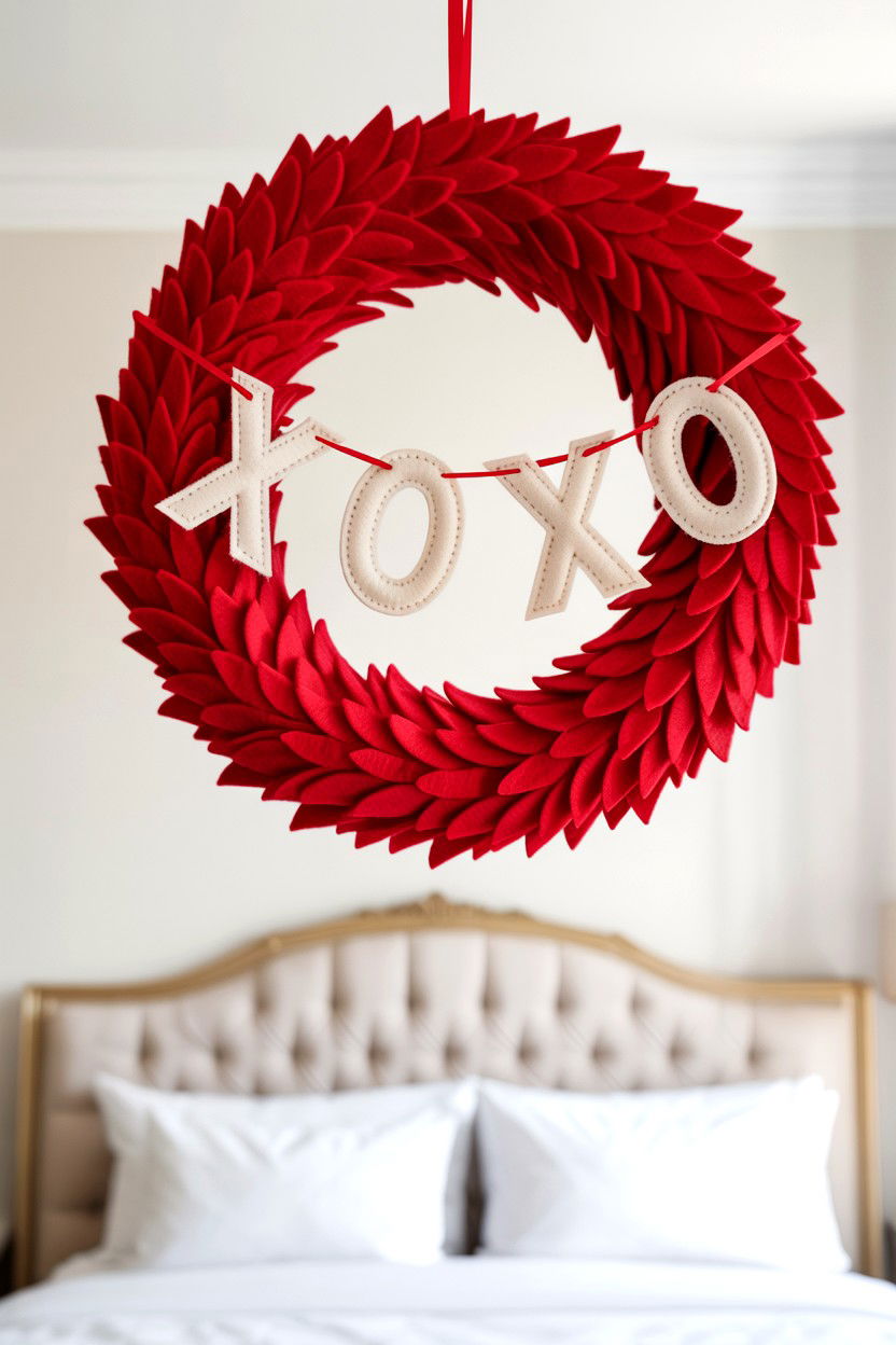 Felt Banner Message Wreath - 25 Felt Valentine's Day Wreath Ideas