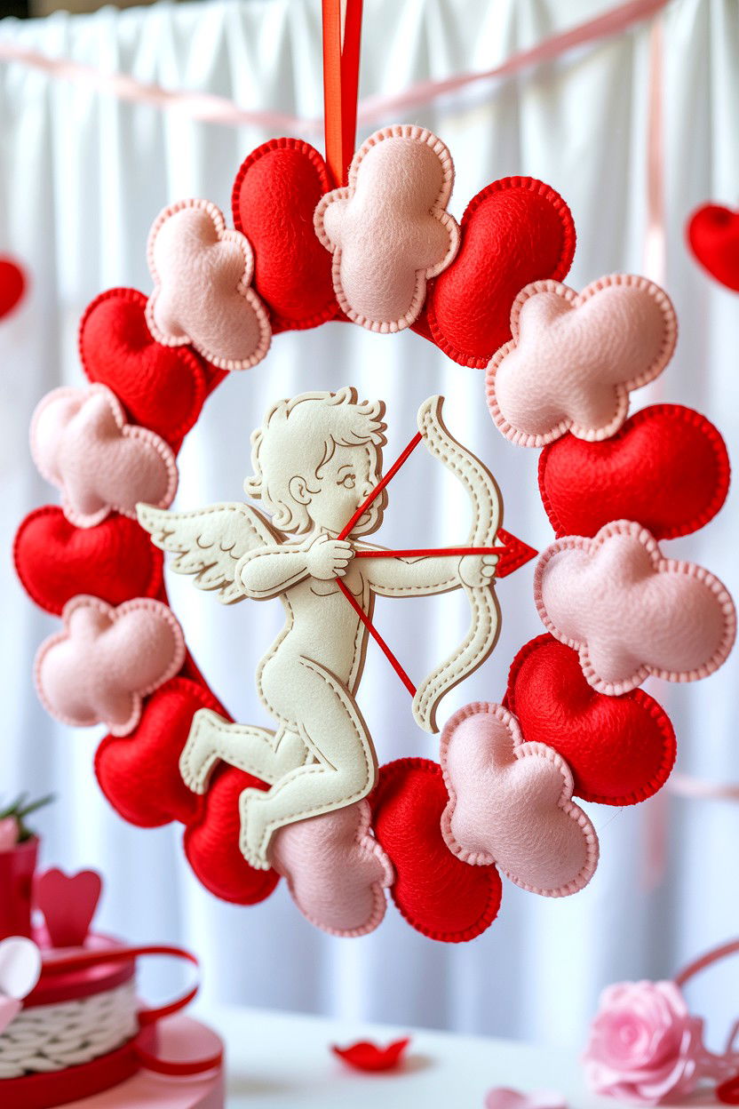 Felt Cupid Silhouette Wreath - 25 Felt Valentine's Day Wreath Ideas