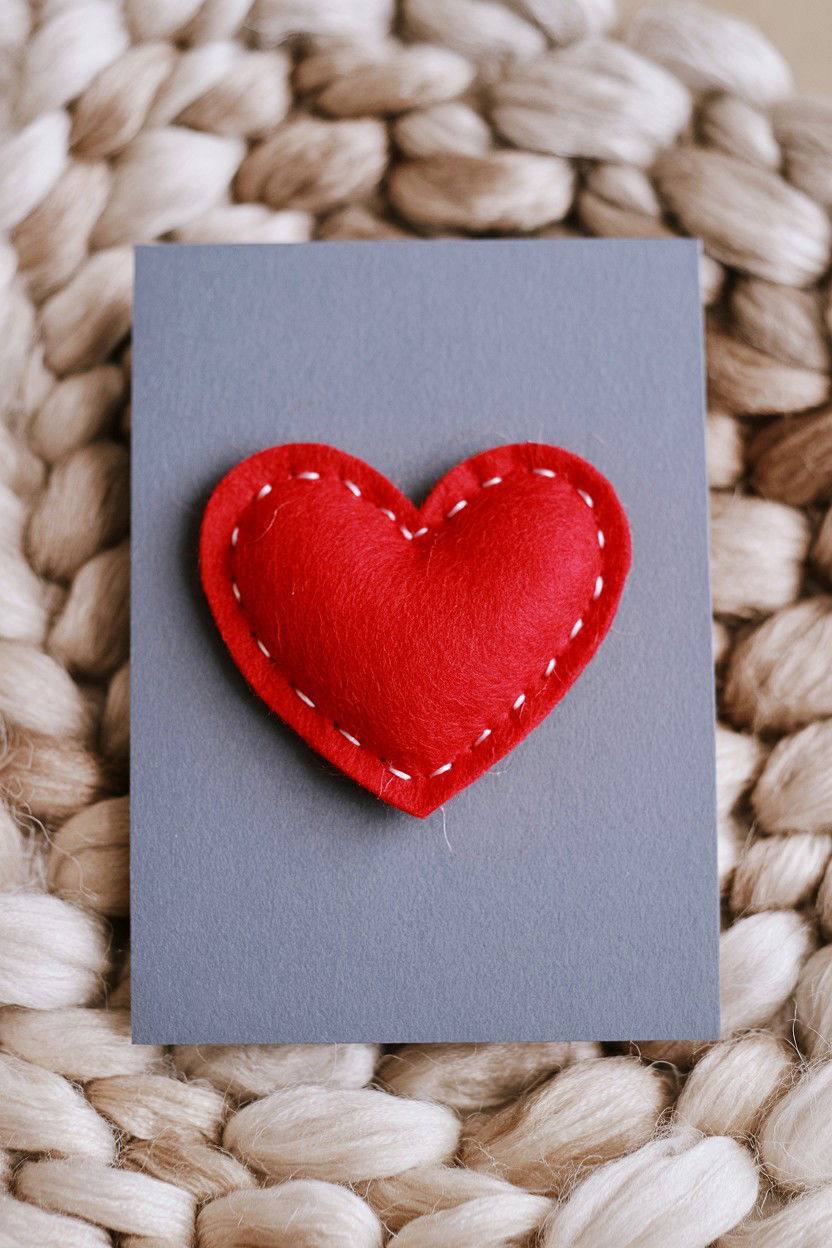 Felt Heart Card - 25 Handmade Valentine's Day Cards