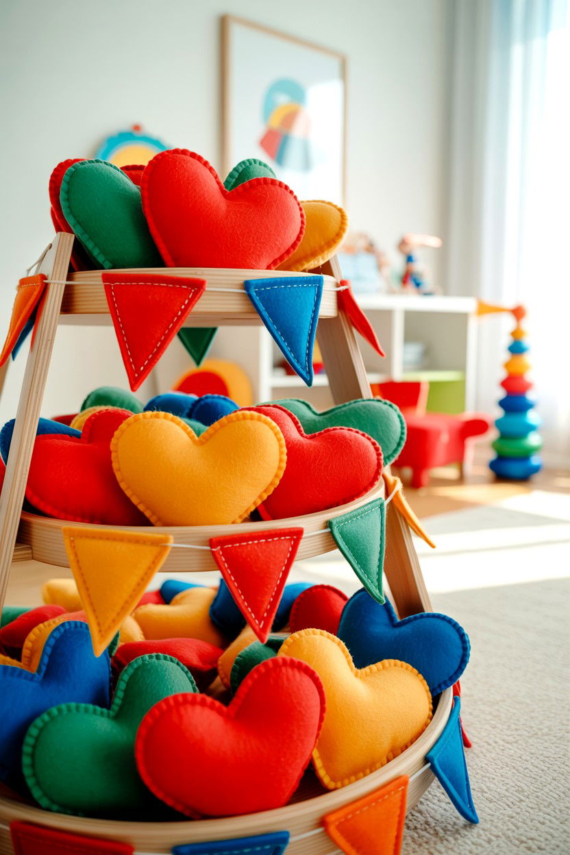 Felt Heart Tiered Tray - 25 Dollar Store Valentine's Day Tiered Tray Ideas