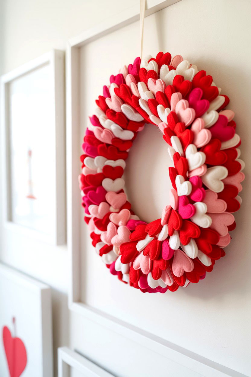 Felt Heart - 25 Elegant Valentine's Day Wreath Ideas