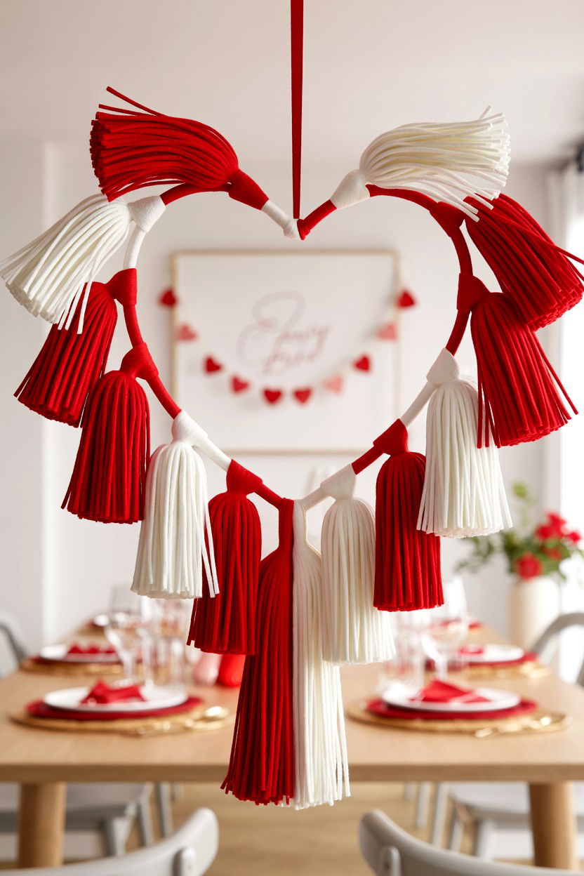 Felt Tassel Heart Wreath - 25 Felt Valentine's Day Wreath Ideas