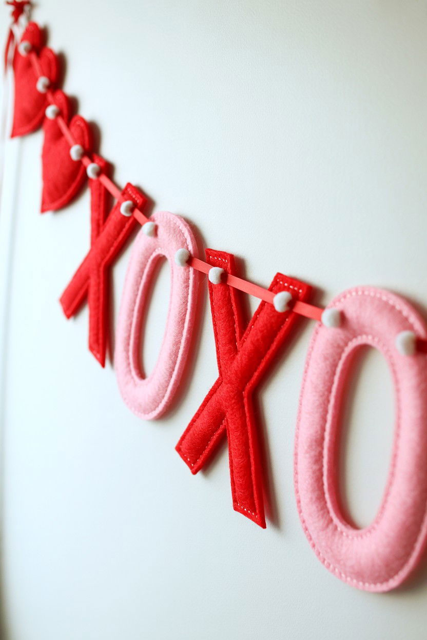 Felt Valentine Banner - 25 Valentine's Day Wall Decor Ideas