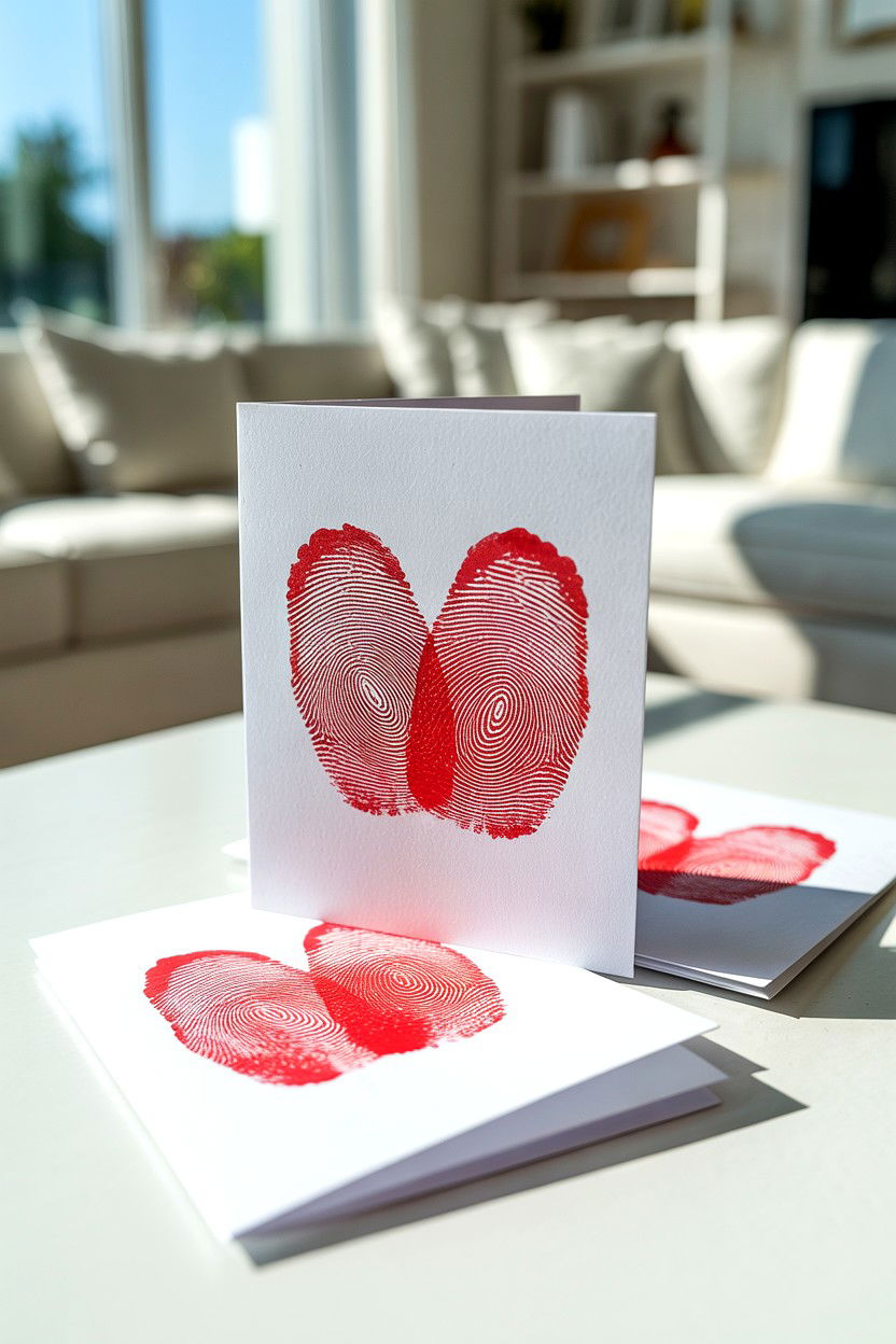 Fingerprint heart cards - 25 Creative Valentine's Day Card Ideas