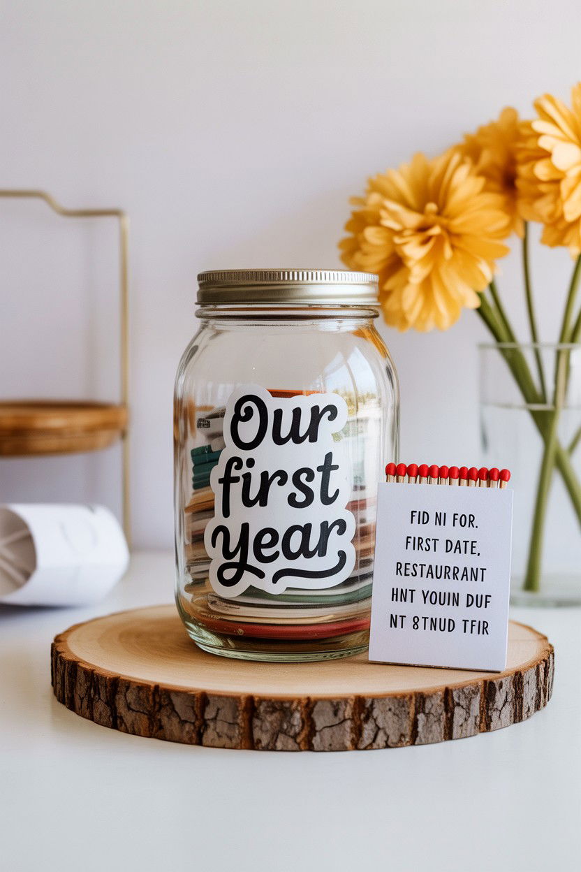 First Year Together Jar - 25 Valentine's Day Love Jar Ideas