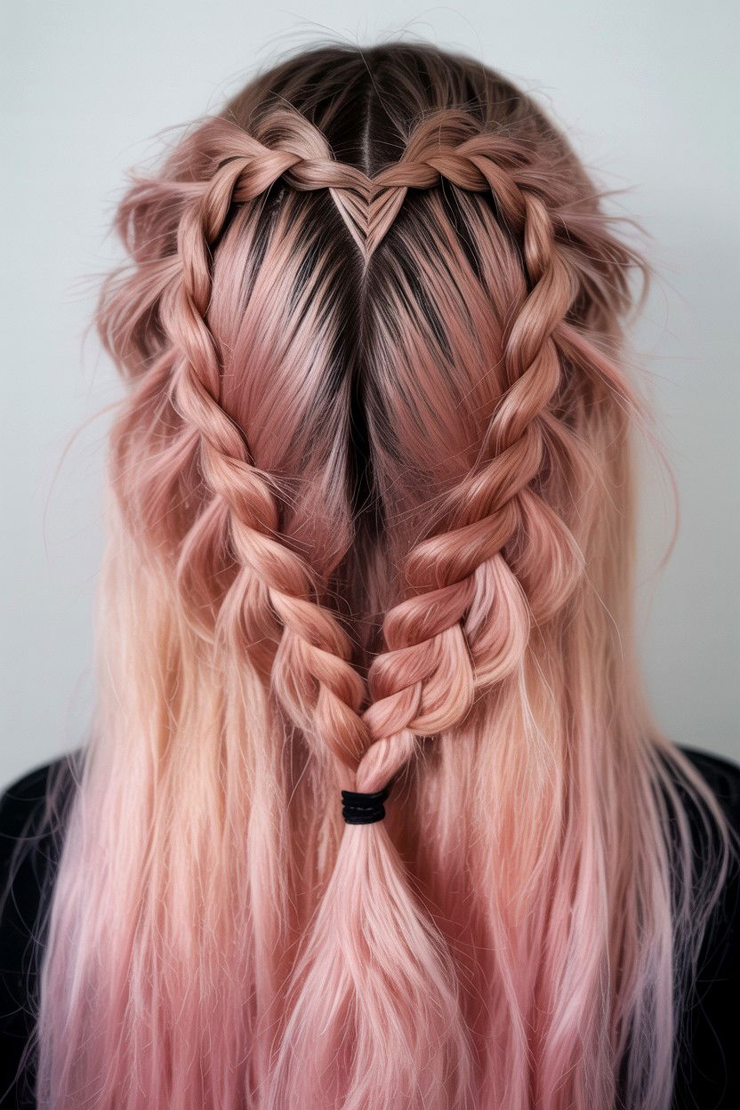 Fishtail Heart Braid - 25 Heart Braid Valentine's Day Ideas