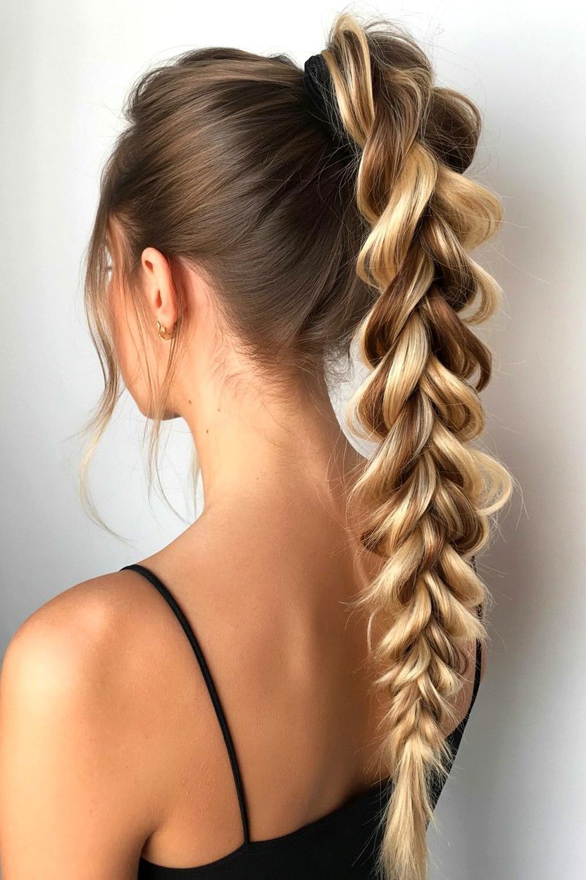 Fishtail braid ponytail - 25 Valentine's Day Fishtail Braid Ideas