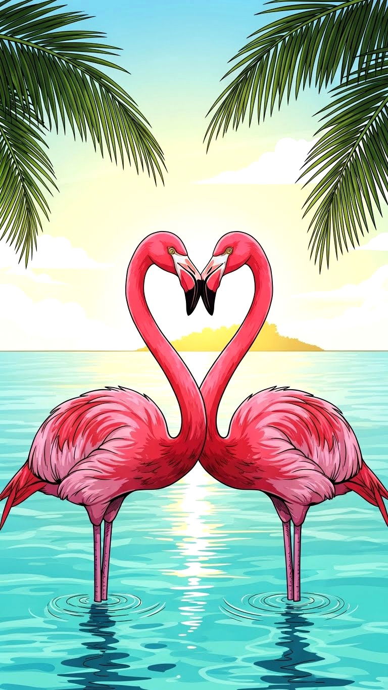 Flamingo Love Sketch - 25 valentine's day drawings