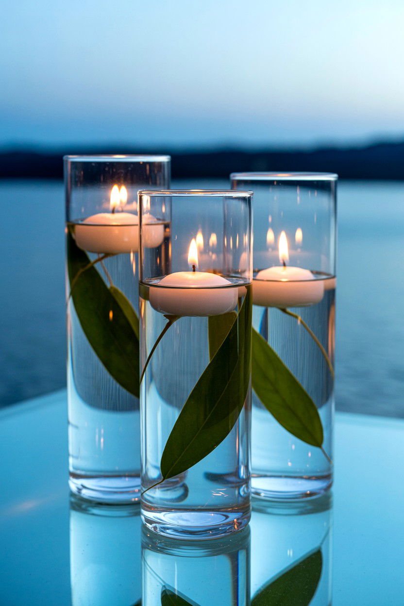 Floating Candle Centerpiece - 25 Romantic Table Setting Ideas