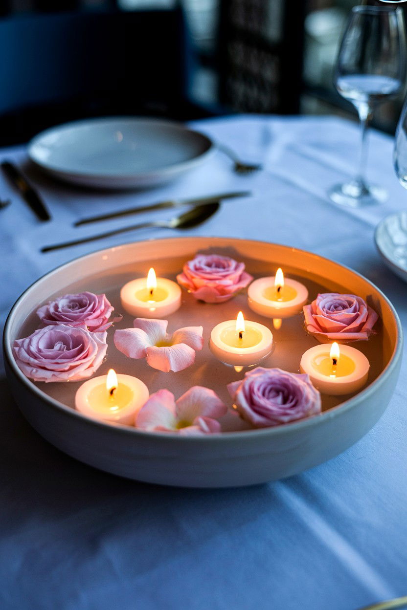 Floating Flower Candles - 25 Cottagecore Valentine's Day Decor Ideas