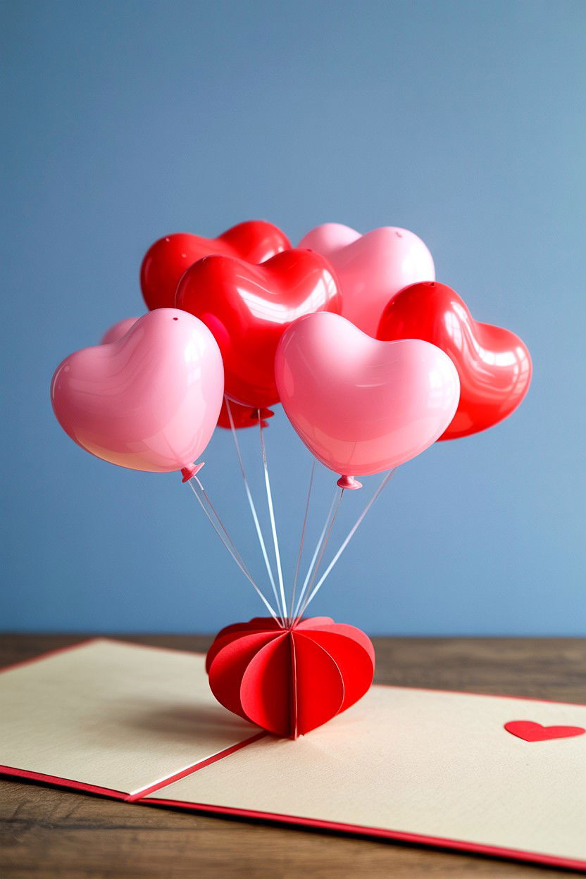 Floating Heart Balloon - 25 Pop Up Valentine's Day Card Ideas