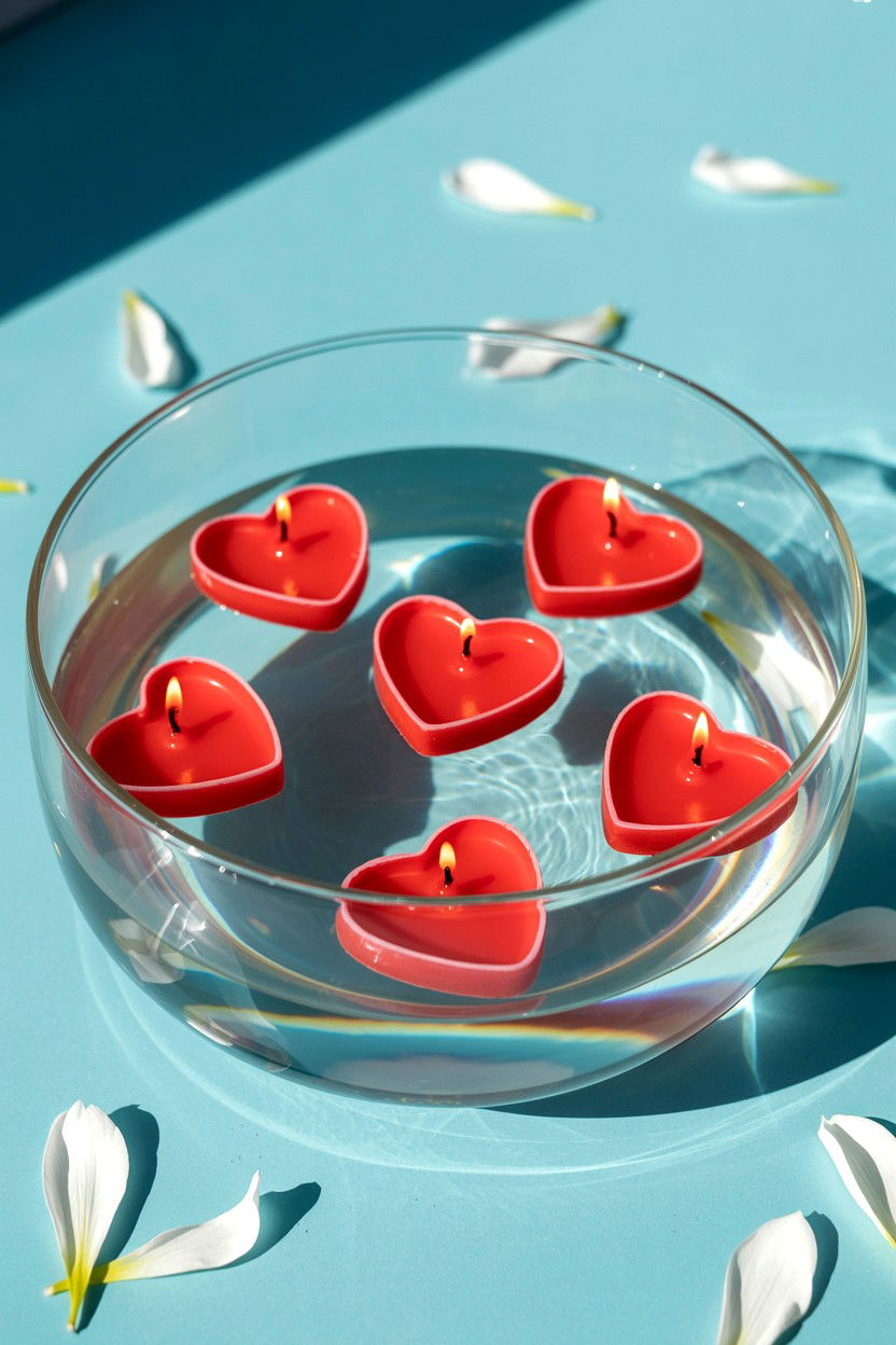 Floating Heart Candle - 25 Valentine's Day Candle Ideas