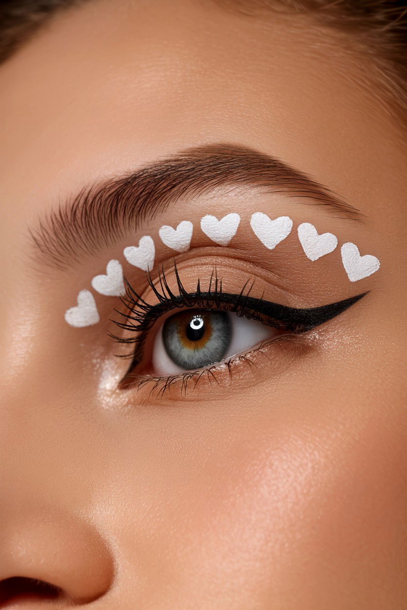 Floating Heart Crease - 25 Heart Makeup Valentine's Day Ideas