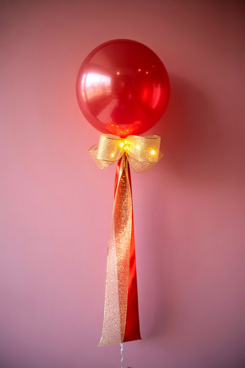Floating LED Balloon With Ribbon - 25 Valentine's Day LED Balloon Ideas