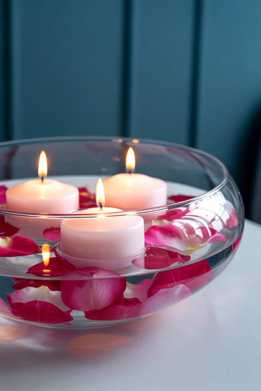 Floating Pillar Candles - 25 Valentine's Day Pillar Candle Ideas