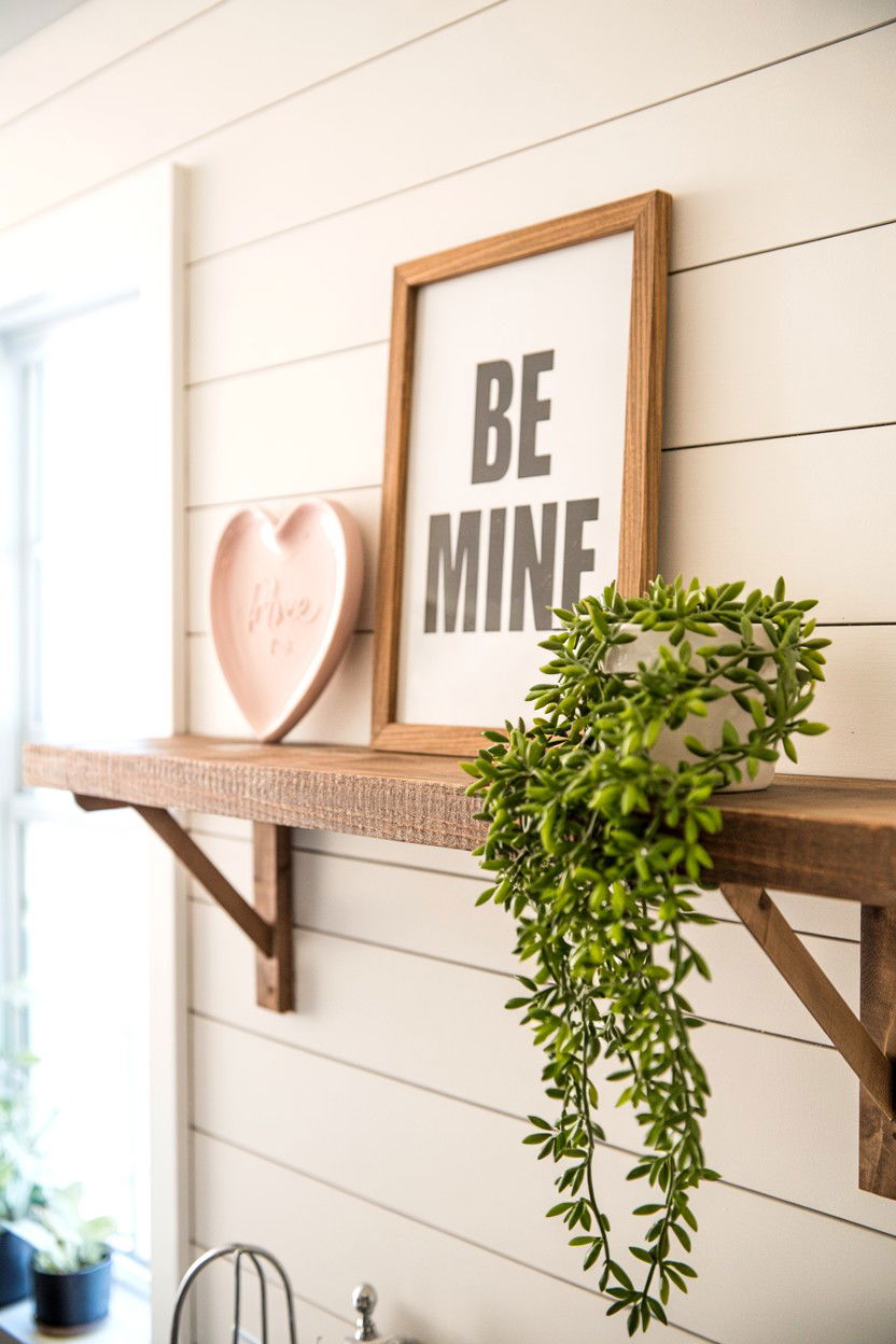 Floating Shelf Decor - 25 Farmhouse Valentine's Day Decor Ideas