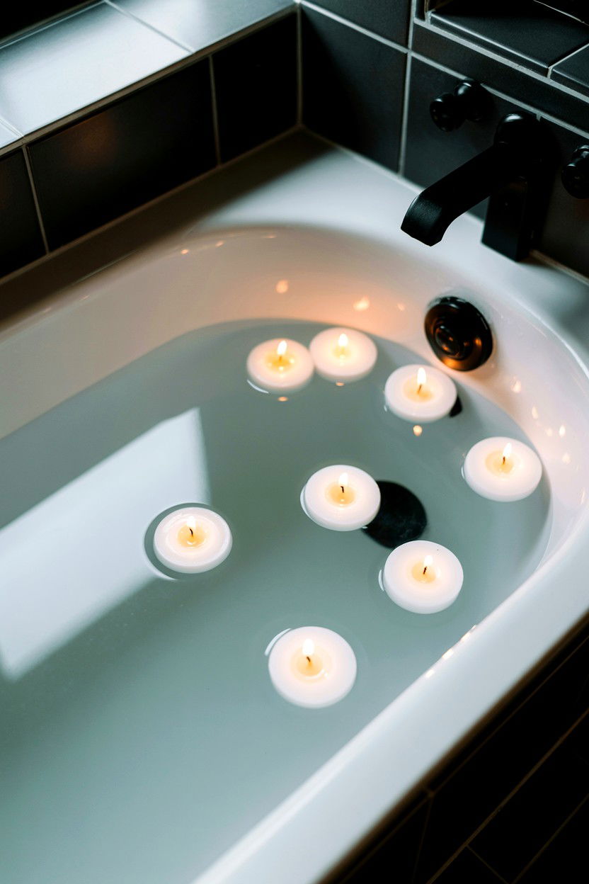 Floating candles bath - 25 Valentine's Day Bubble Bath Ideas