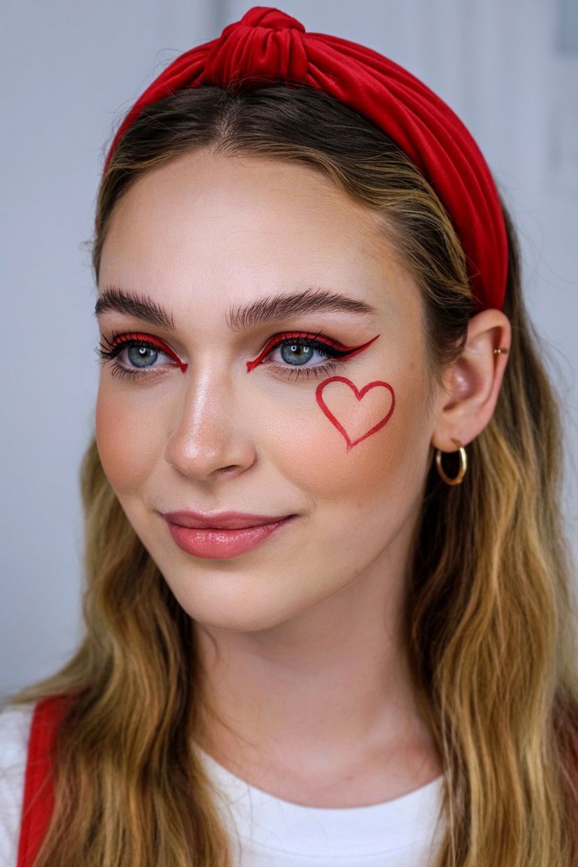Floating heart eyeliner - 25 Valentine's Day Eyeliner Ideas