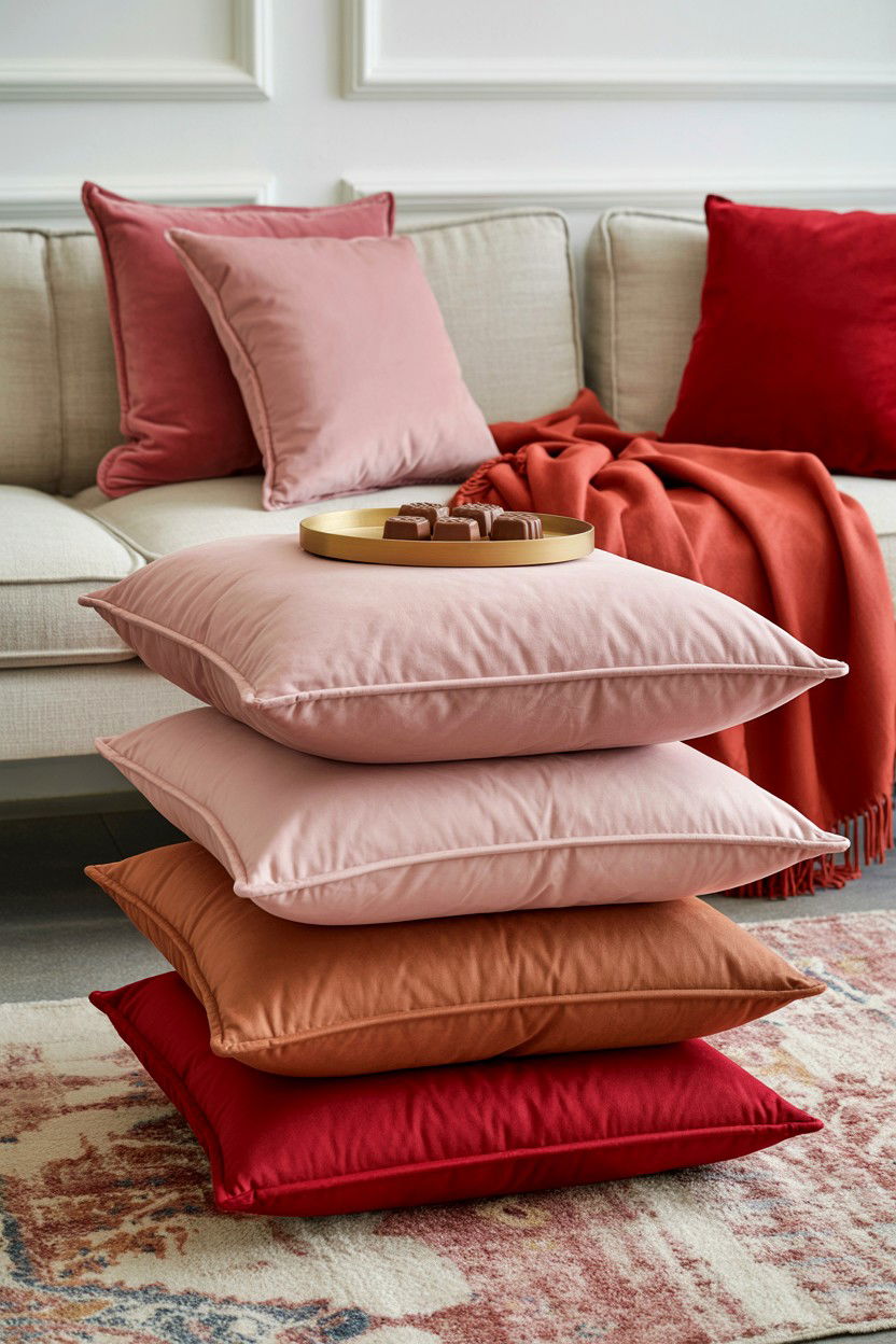Floor Cushions - 25 Budget Valentine's Day Room Setup Ideas