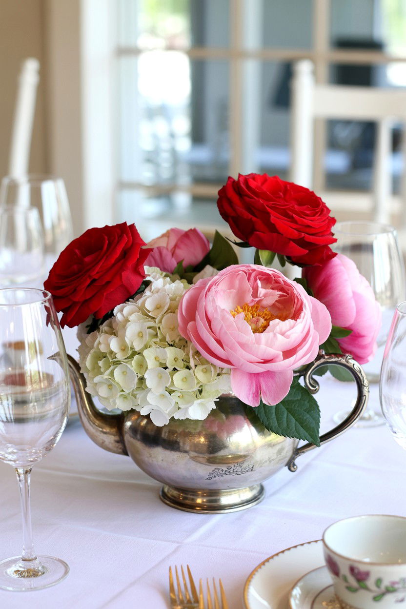 Floral Centerpiece - 25 Valentine's Day Tea Ideas