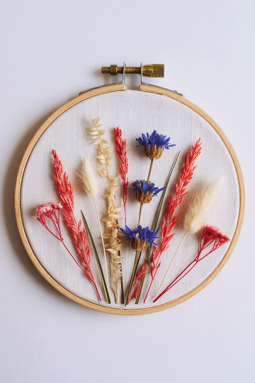 Floral Embroidery Hoop Art - 25 Valentine's Day Dried Flower Ideas