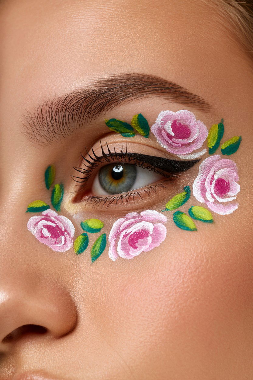 Floral Eye Makeup - 25 Valentine's Day Eye Makeup Ideas