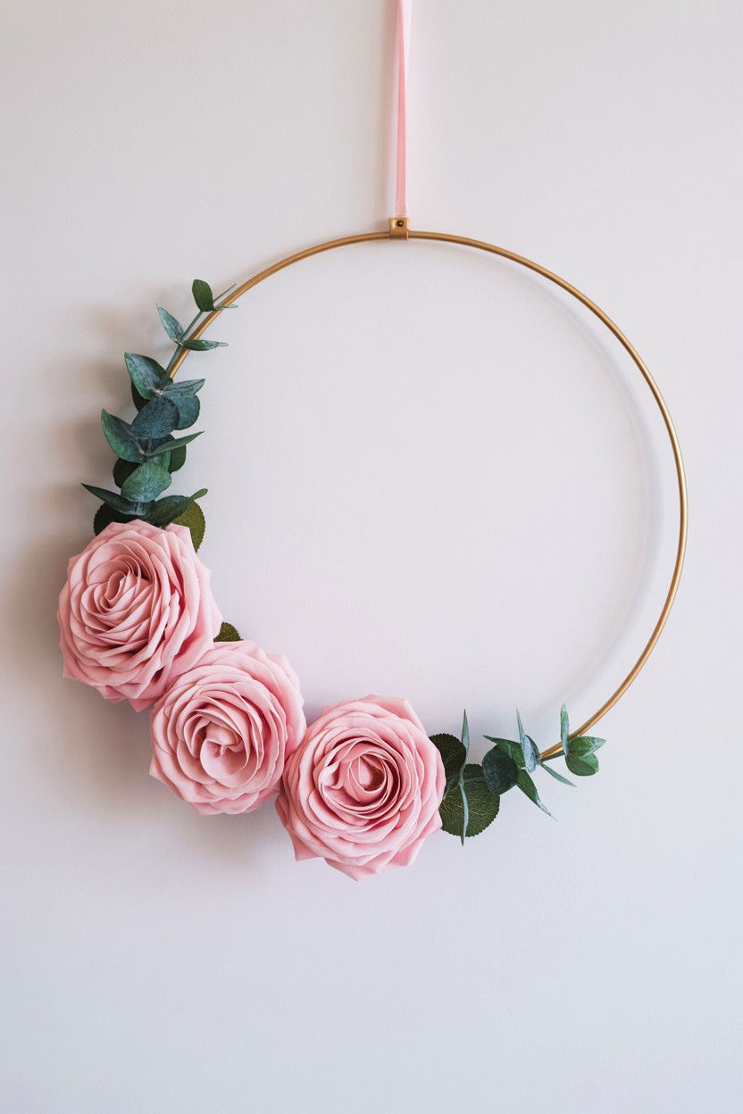 Floral Hoop Wall Art - 25 Valentine's Day Fake Flower Ideas