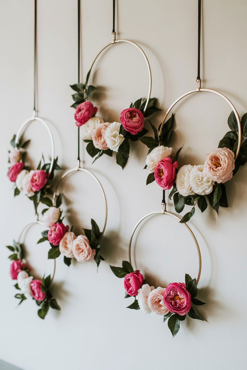 Floral Hoop Wall - 25 Valentine's Day Party Backdrop Ideas