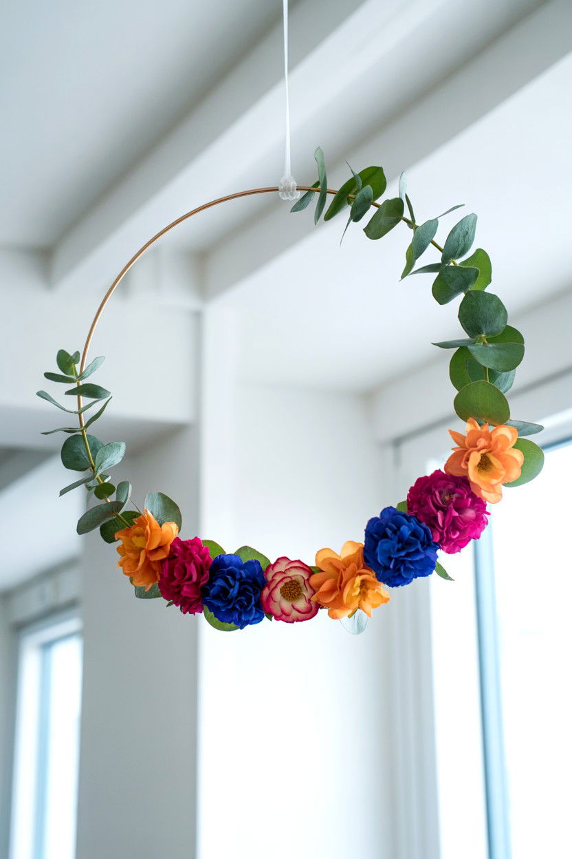 Floral Hoop Wreath - 25 Dollar Store Valentine's Day Wreath Ideas