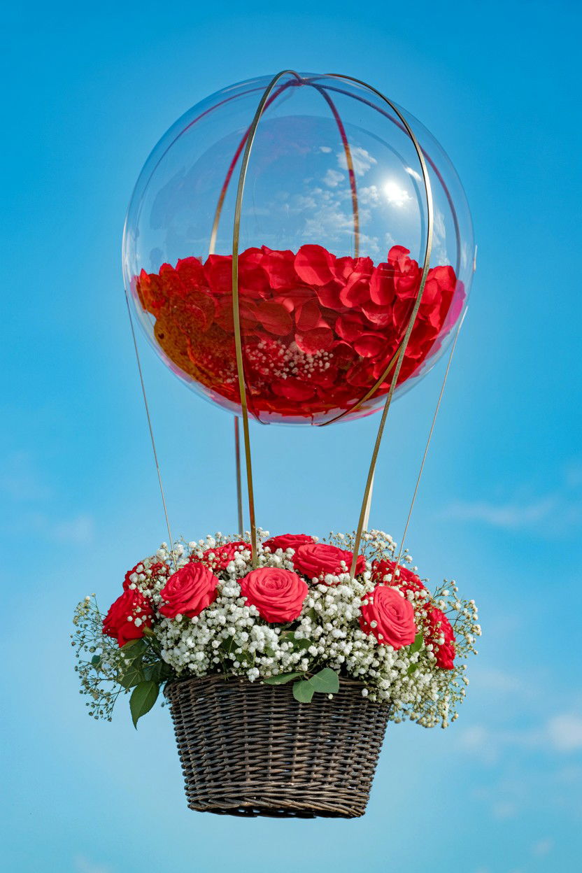Floral Hot Air Balloon Centerpiece - 25 Valentine's Day Hot Air Balloon Ideas