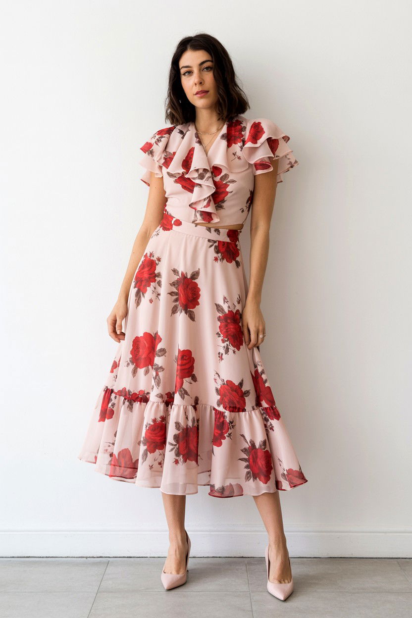 Floral Midi Skirt Set - 25 Valentine's Day Matching Set Ideas