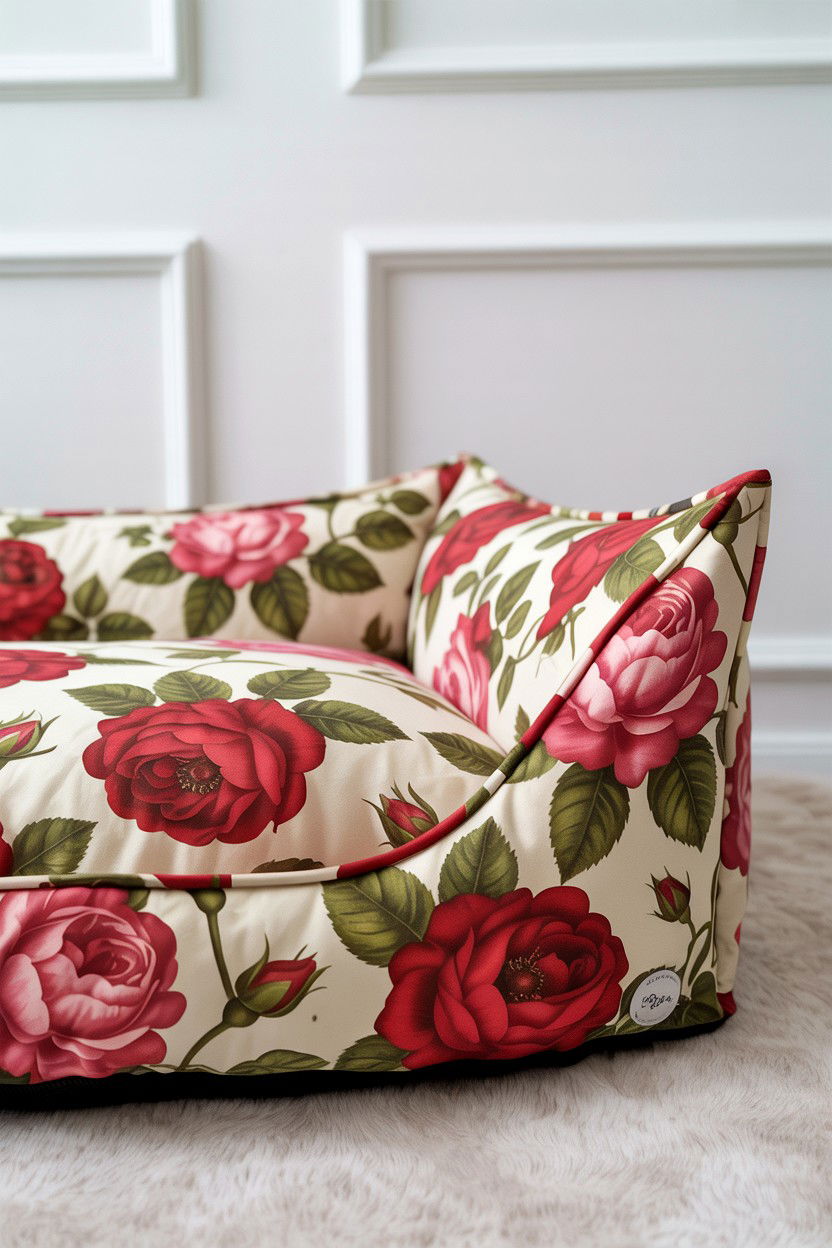 Floral Pattern Pet Bed - 25 Valentine's Day Pet Bed Ideas