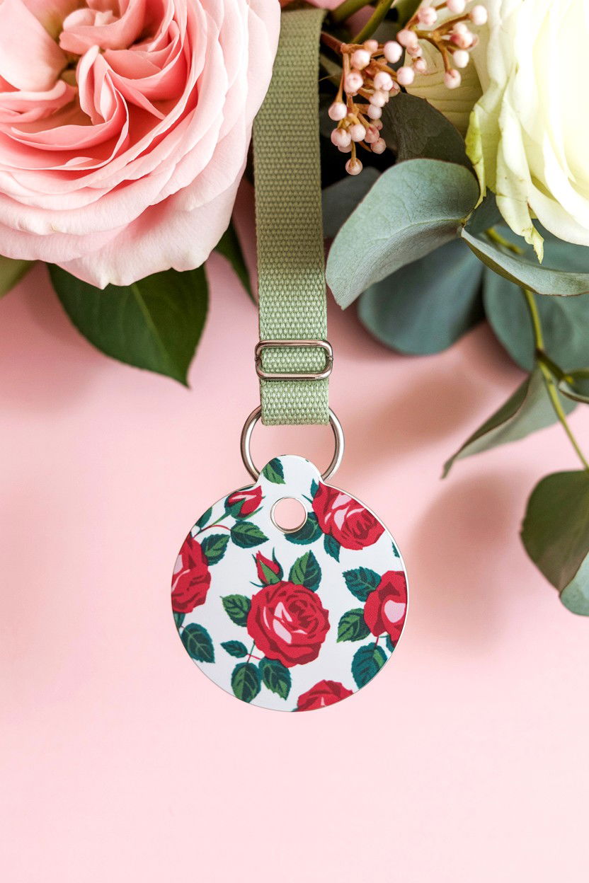 Floral Pattern Pet Tag - 25 Valentine's Day Pet Tag Ideas