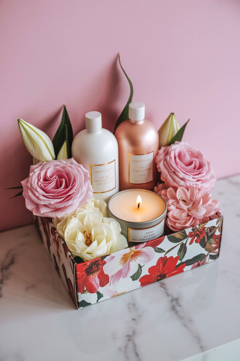 Floral Scented Spa Box - 25 Valentine's Day Bath Gift Basket Ideas