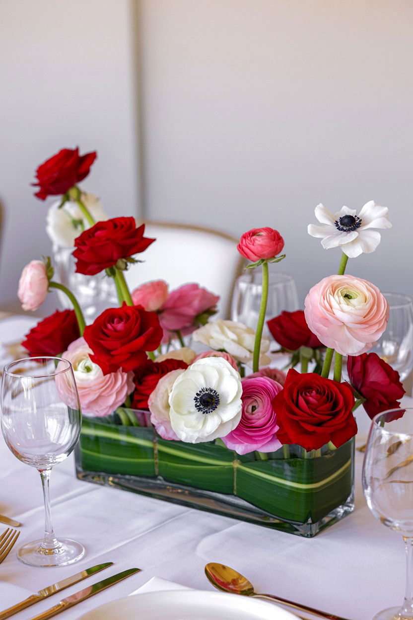 Floral Table Centerpiece - 25 Valentine's Day Brunch Table Ideas