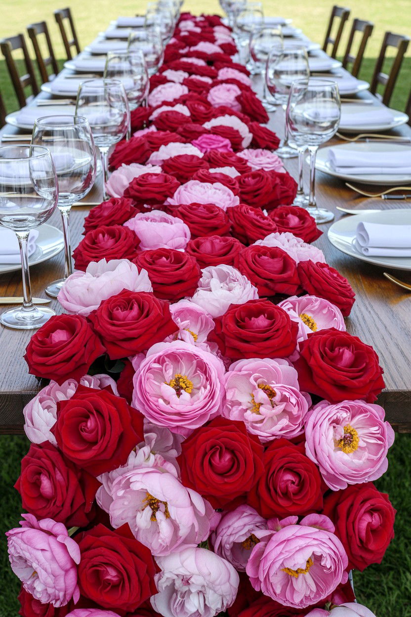 Floral Table Runner - 25 Maximalist Valentine's Day Ideas