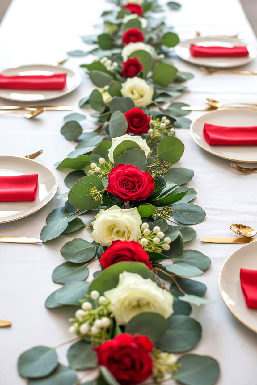 Floral Table Runner - 25 Valentine's Day Flower Display Ideas