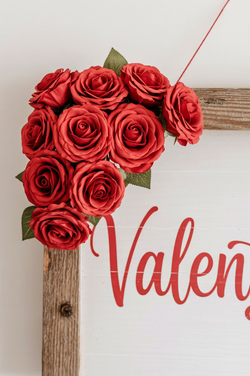 Floral Valentine Sign - 25 Valentine's Day Porch Sign Ideas