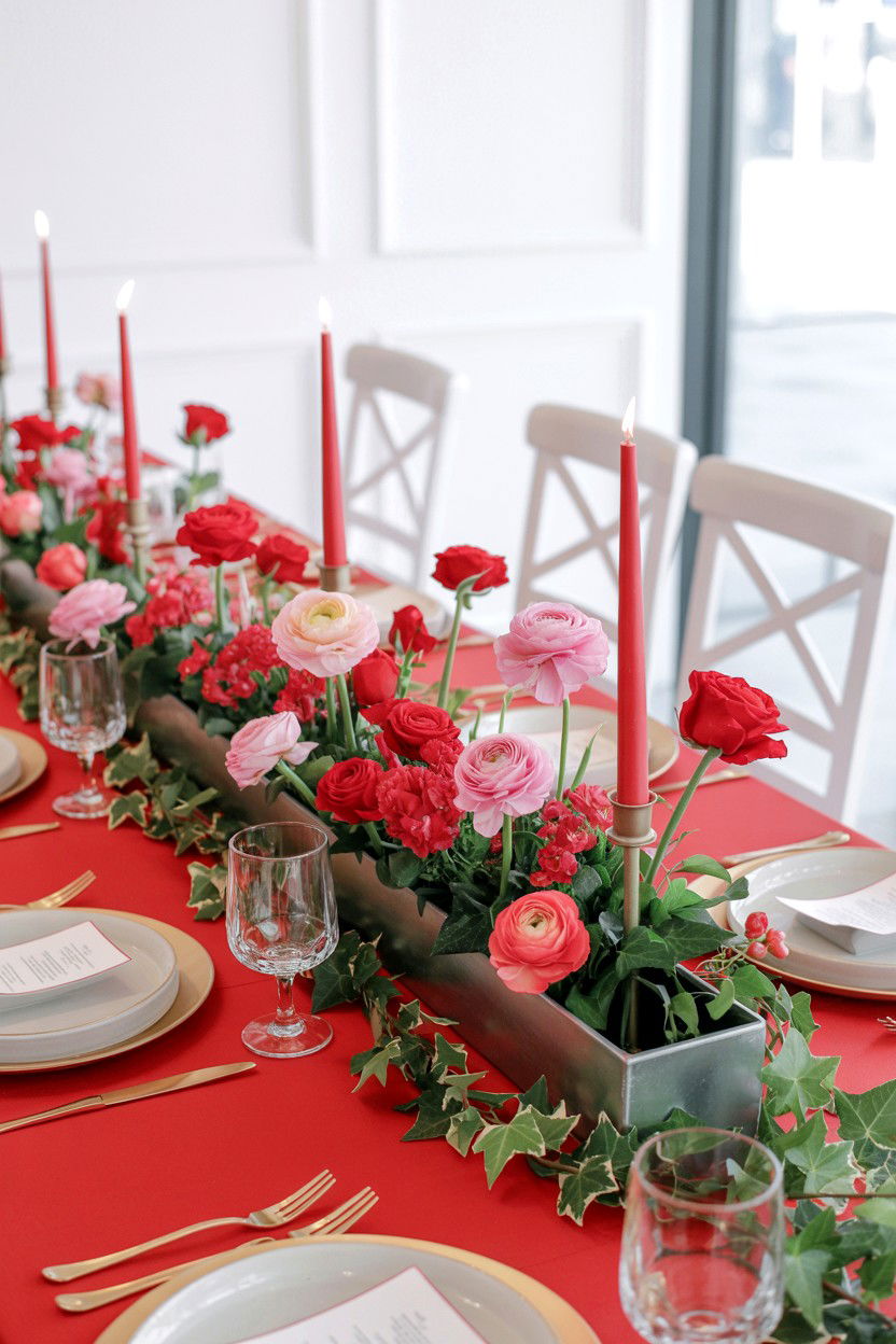 Floral centerpiece valentine dinner - 25 Valentine's Day Table Setting Ideas