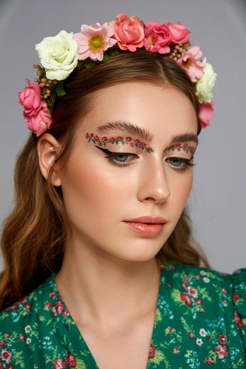 Floral eyeliner - 25 Valentine's Day Eyeliner Ideas