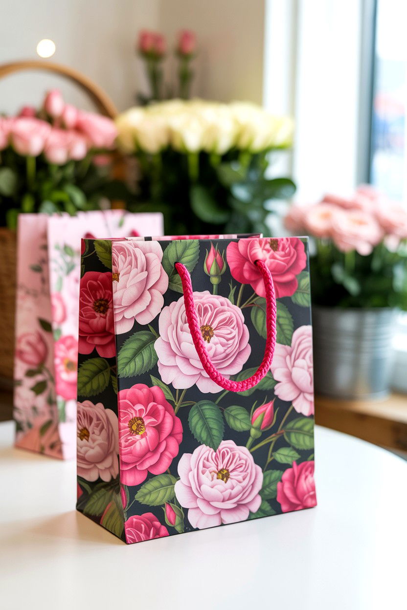 Floral print gift bag - 25 Valentine's Day Gift Bag Ideas
